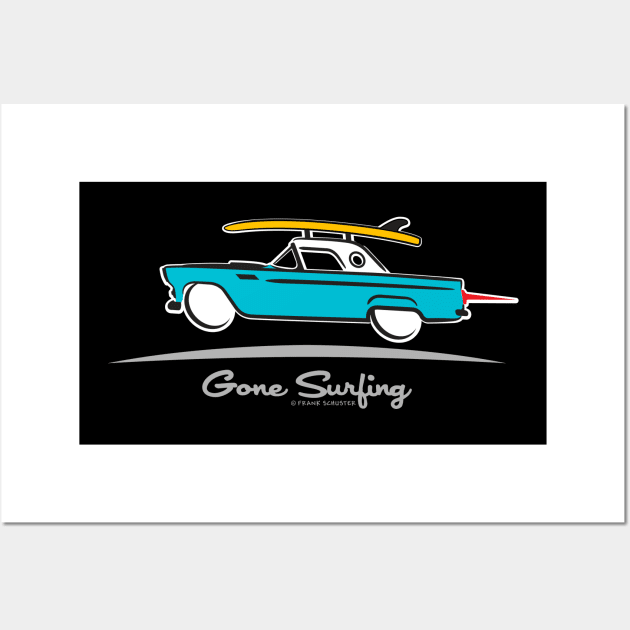 1955 Ford Thunderbird Gone Surfing Wall Art by PauHanaDesign